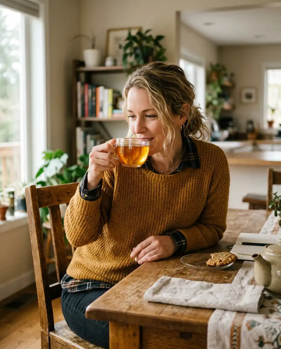 valerian root and a cup of valerian tea
