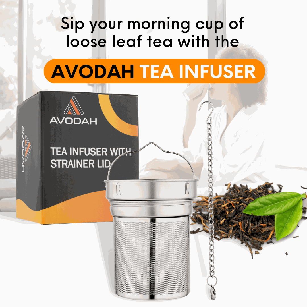 Avodah large capacity tea infuser basket with premium strainer lid for loose tea brewing