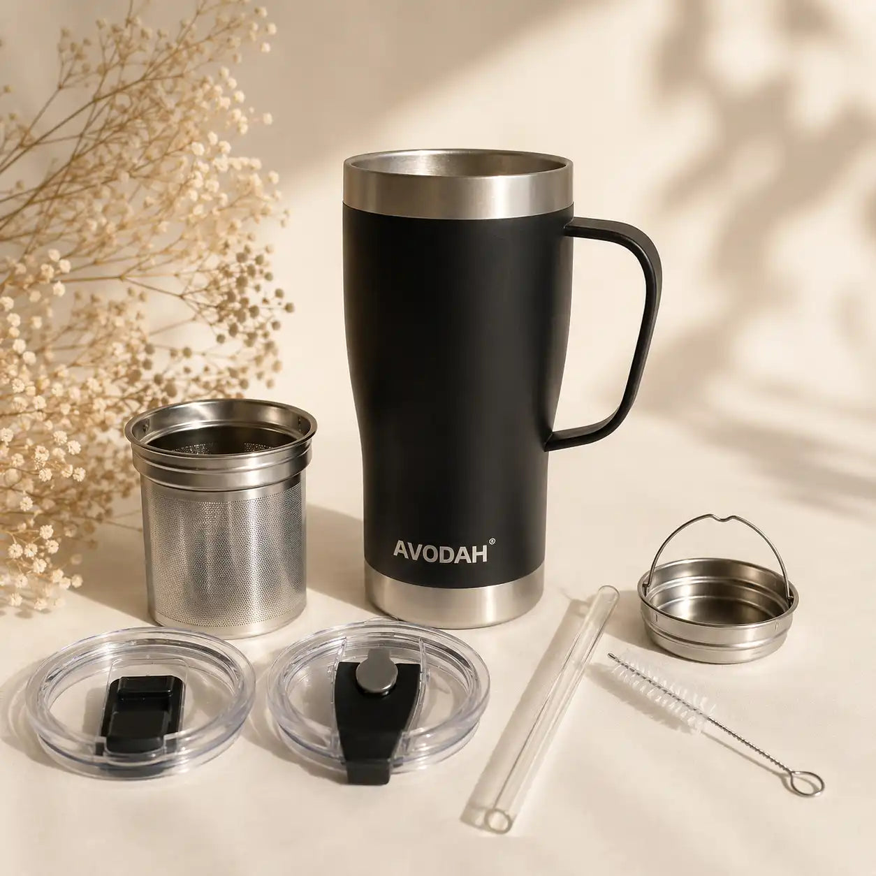 Black Travel Mug with Infuser
