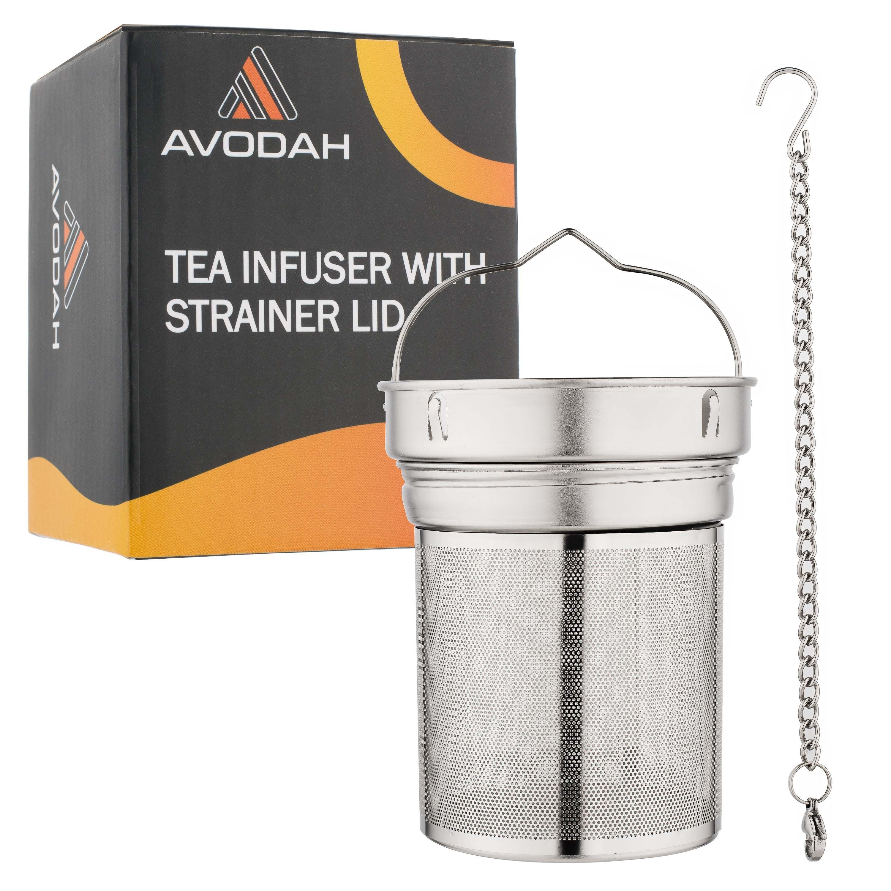 Avodah large capacity tea infuser basket with strainer lid for loose tea brewing