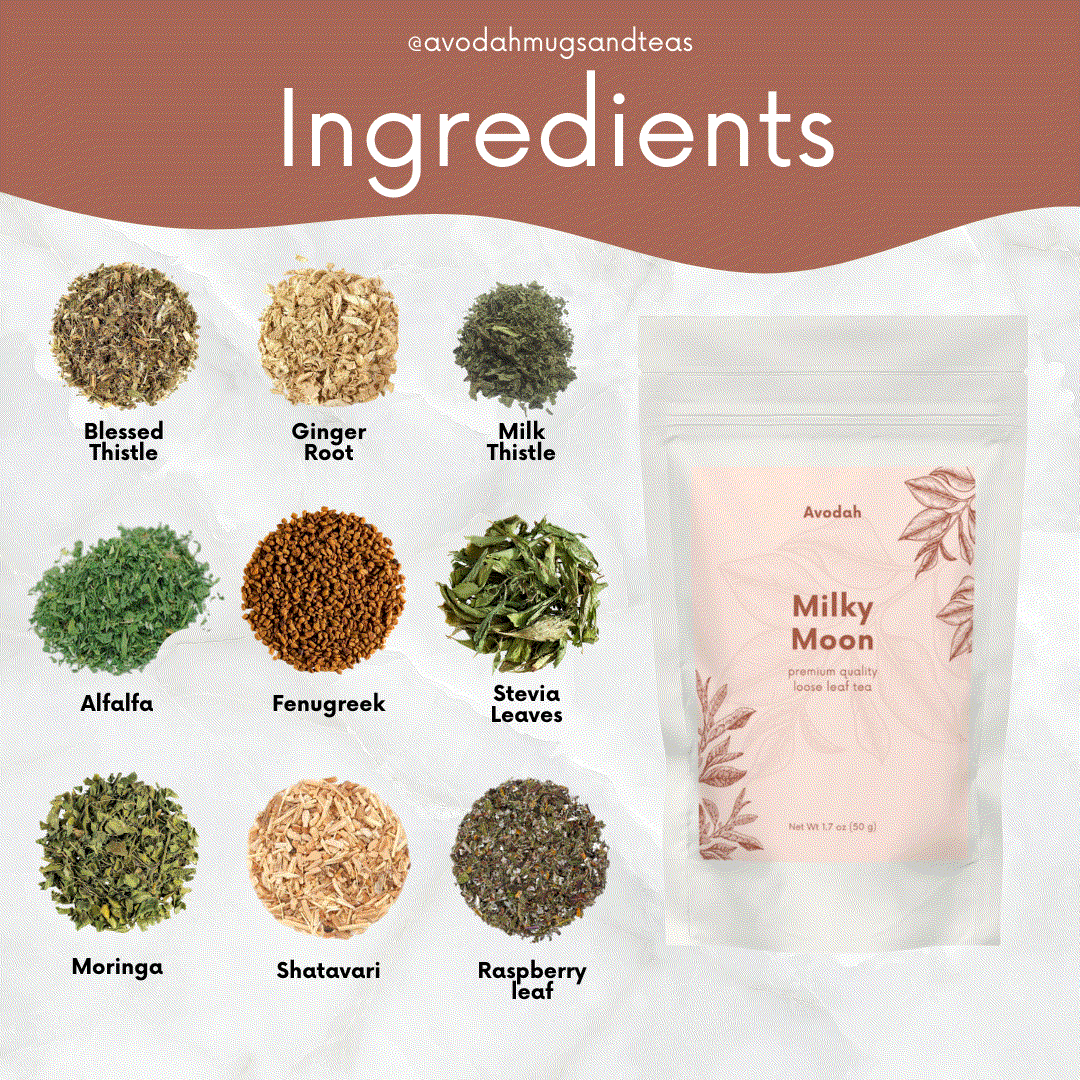 Milky Moon Tea ingredients and usage instructions for breastfeeding support