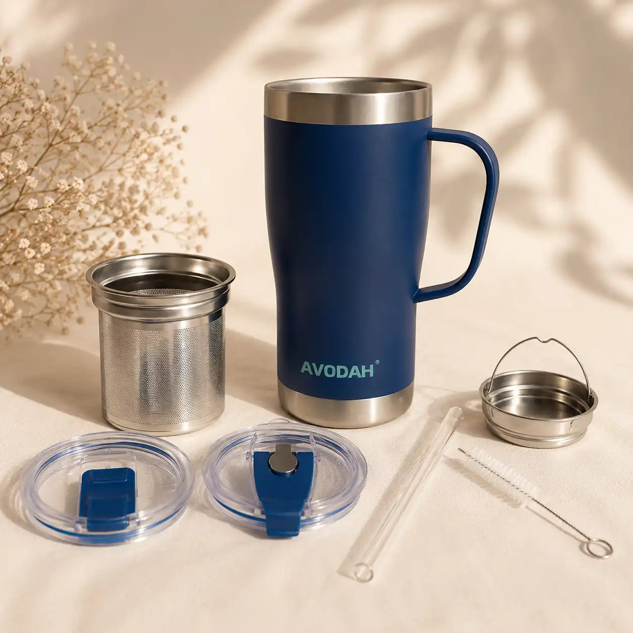 Blue Travel Mug With Tea Infuser