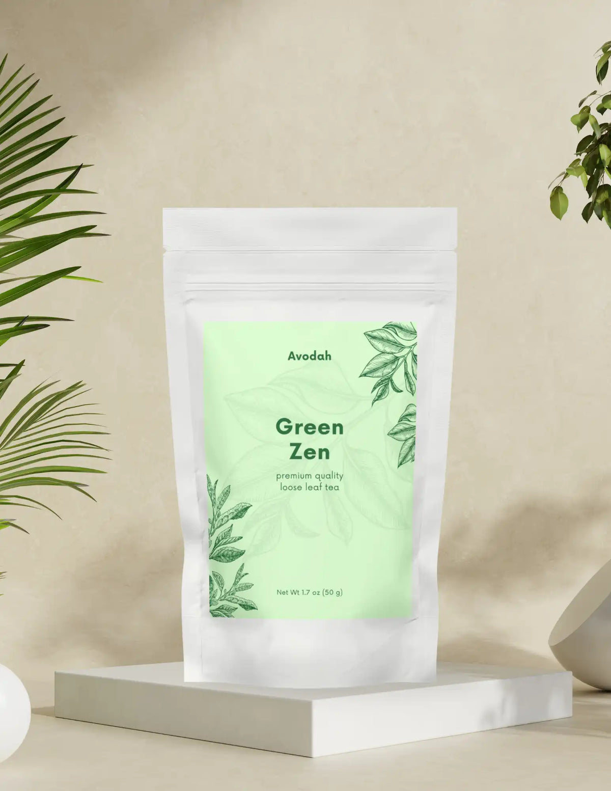 Fresh Green Zen Tea loose leaf with matcha and cane sugar for mental clarity and focus