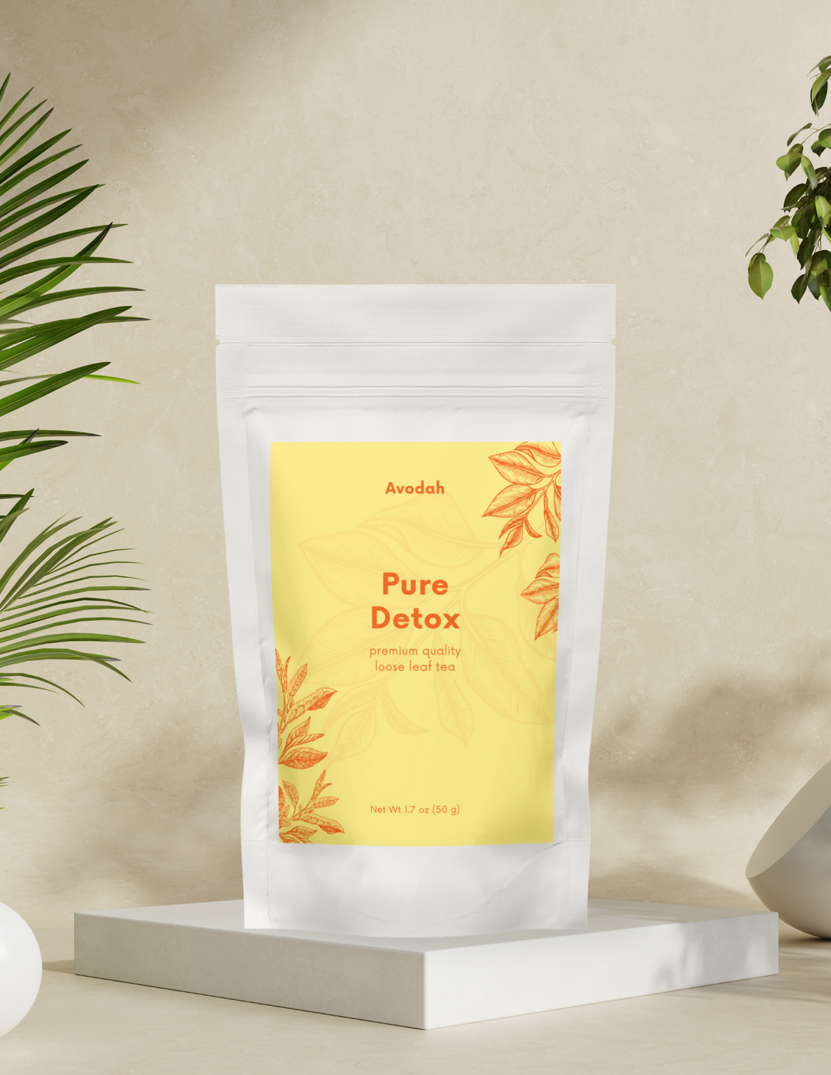 Pure Detox Tea organic loose leaf blend with green tea, turmeric, ginger, and bael nut for digestion and detoxification