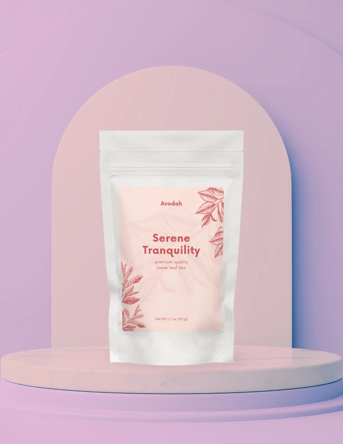 Serene Tranquility Tea blend with rooibos, nettle, rosehip, raspberry, and spices for balance and calm